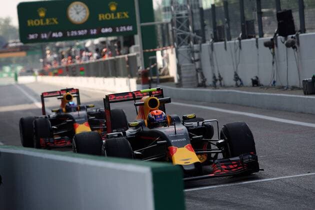 Italian Grand Prix, Monza 01 - 04 September 2016 02.09.2016 - Free Practice 1, Max Verstappen (NED) Red Bull Racing RB12 and Daniel Ricciardo (AUS) Red Bull Racing RB12 