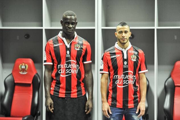 Mario Balotelli (ogcnice) - Younes Belhanda (ogcnice) - Fussball Frankreich, Ligue 1, Präsentation Neuzugang OGC Nice - 02 09 2016 NorbertScanella Panoramic 