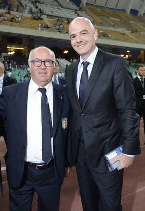 Bari, Italien - Fussball, Nationalteam Länderspiel, Testspiel, Italien vs. Frankreich: Gianni Infantino-Carlo Tavecchio 