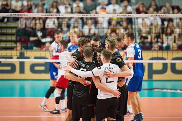 Bremen, Deutschland, 02.09.2016: Volleyball Länderspiel - Deutschland - Tschechien. Jubel Deutschland