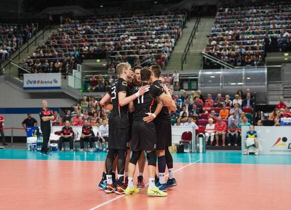 Bremen, Deutschland, 02.09.2016: Volleyball Länderspiel - Deutschland - Tschechien. Jubel Deutschland