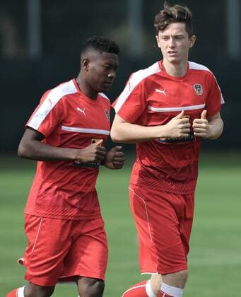 SOCCER - FIFA World Cup WM Weltmeisterschaft Fussball 2018 quali, GEO vs AUT VIENNA,AUSTRIA,03.SEP.16 - SOCCER - FIFA World Cup 2018, european qualifiers, OEFB international match Länderspiel Georgia vs Austria, preview, training. Image shows David Alaba and Michael Gregoritsch (AUT). GEPAxpictures xChristianxOrt