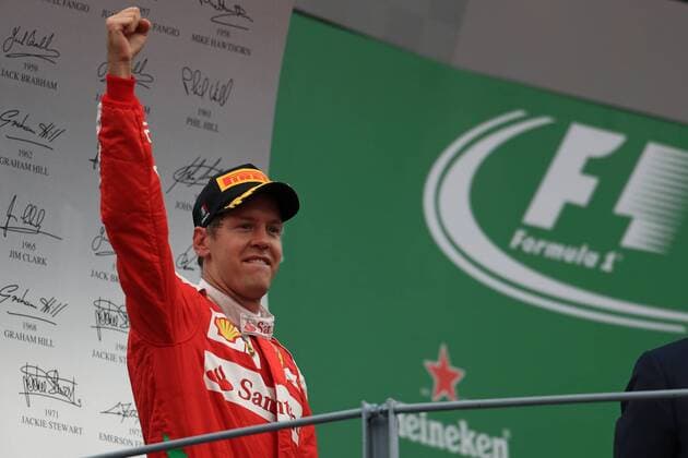 04.09.2016. Monza, Italy. Formula 1 Grand prix of Italy, Race Day. Scuderia Ferrari SF16-H & x2013; Sebastian Vettel on the podium as he comes 3rd at Monza xLeannexBoonx  ActionPlus11783812