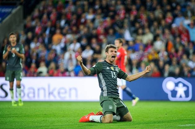 Themen der Woche - Sport Bilder des Tages - SPORT Fussball, Nationalteam Länderspiel, WM Quali, Deutschland vs. Norwegen: Thomas Müller 