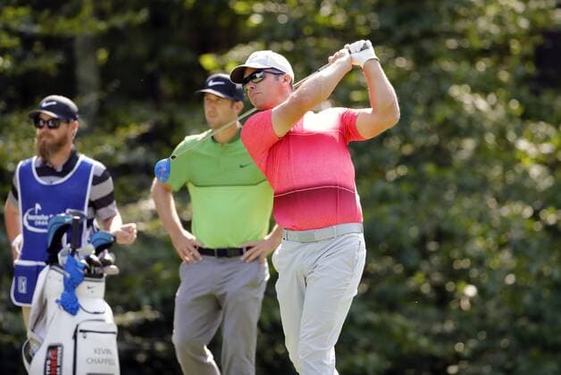 04 September 2016: Paul Casey hits from the 5th tee during the third round of the Deutsche Bank Championship at TPC Boston in Norton, Massachusetts. (Photograph by Fred Kfoury III Icon Sportswire) GOLF: SEP 04 PGA Golf Herren - Deutsche Bank Championship - Third Round Icon482160904047 EDITORIAL USE ONLY