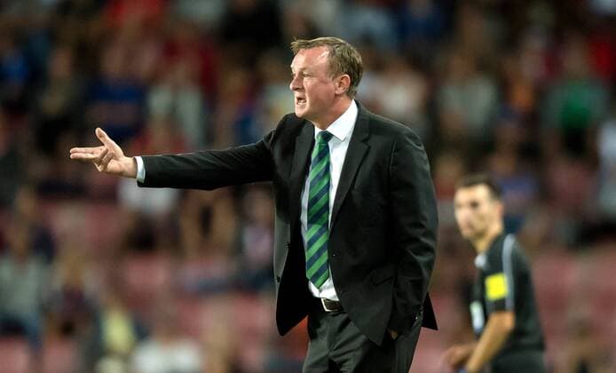 4. September 2016: Prag, Fussball WM-Qualifikation: Tschechien - Nordirland: Trainer Michael O Neill (Nordirland).
