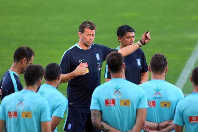 September 5, 2016 - Faro, Faro, Portugal - Michael Skibbe head coach of Greece (C) during Training this afternoon for tomorrow s game the European Qualifiers Group H match between Gibraltar and Greece, at Algarve Stadium in Faro on September 5, 2016. Greece Training Session And press conference PK Pressekonferenz  - ZUMAn230