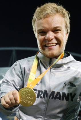 Themen der Woche - SPORT Bilder des Tages - SPORT Rio Paralympics 2016, Kugelstoßen, Niko Kappel gewinnt Gold Rio de Janeiro , Paralympics , Leichtathletik , Kugelstossen F41 , Gold für Niko Kappel ( GER )