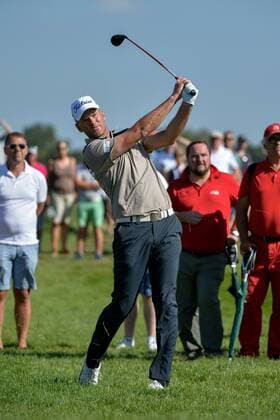September 9, 2016 - Spijk, Netherlands - Robert Karlsson of Sweden taking his second shot on the 12th fairway during the KLM Open held at The Dutch on September 9 2016 in Spijk, Netherlands. KLM Open - Day Two  - ZUMAn230