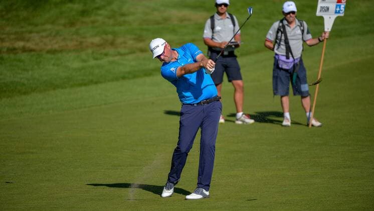 September 9, 2016 - Spijk, Netherlands - Peter Hanson of Sweden takes his second shot on the 13th hole during the second round of the KLM Open held at The Dutch on September 9 2016 in Spijk, Netherlands. KLM Open - Day Two  - ZUMAn230