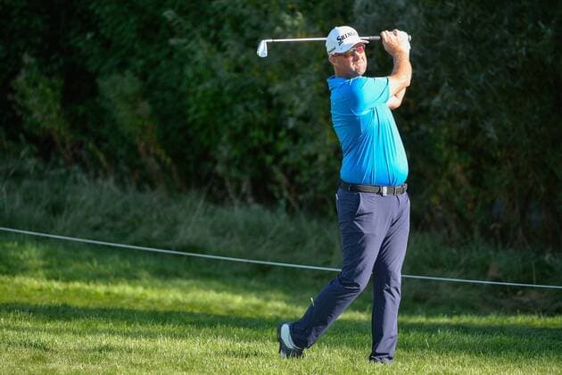 September 9, 2016 - Spijk, Netherlands - Peter Hanson of Sweden taking his second shot on the 15th fairway during the second round of the KLM Open held at The Dutch on September 9 2016 in Spijk, Netherlands. KLM Open - Day Two  - ZUMAn230