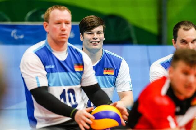 Rio Paralympics 2016, Sitzvolleyball, Deutschland - Ägypten Rio 2016 Paralympic Games; Rio de Janeiro, 09.09.2016 Lukas Schiwy (GER TSV Bayer 04 Leverkusen) waehrend der Rio 2016 Paralympic Games am 09.09.2016 im Riocentro - Pavilion 6 in Rio de Janeiro (Brazil). Foto: Beautiful Sports Axel Kohring Lukas Schiwy (GER TSV Bayer 04 Leverkusen) during the Rio 2016 Paralympic Games at Riocentro - Pavilion 6, Rio de Janeiro (Brazil) on 2016-09-09. xakx