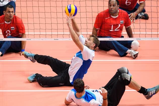 Rio Paralympics 2016, Sitzvolleyball, Deutschland - Ägypten 09.09.2016, Rio de Janeiro, Riocentro 6 Paralympische Spiele, Sitzvolleyball, Deutschland (GER) vs. €gypten Aegypten (EGY) Zuspiel Torben Schiewe ( 14 GER)