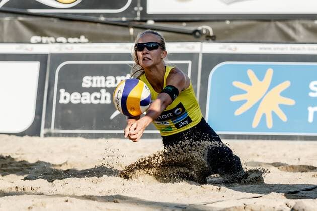 Annahme 2 Sandra Ittlinger (SV Lohhof ) Deutsche Beach-Volleyball Meisterschaften 2016 Timmendorfer Strand