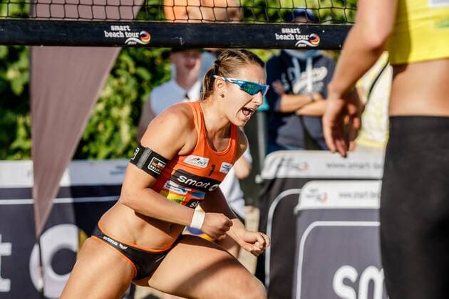 Jubel 1 Julia Großner (BR Volleys ) Deutsche Beach-Volleyball Meisterschaften 2016 Timmendorfer Strand
