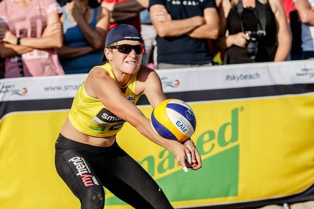 Annahme 1 Melanie Gernert (VCO Berlin ) Deutsche Beach-Volleyball Meisterschaften 2016 Timmendorfer Strand