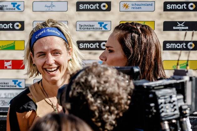 Interview Sky mit 1 Laura Ludwig (Hamburger SV ) Deutsche Beach-Volleyball Meisterschaften 2016 Timmendorfer Strand