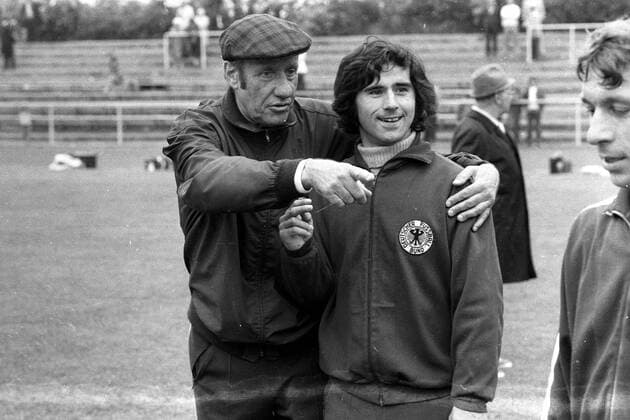 Training BR Deutschland, Bundestrainer Helmut Schön und Gerd Müller
