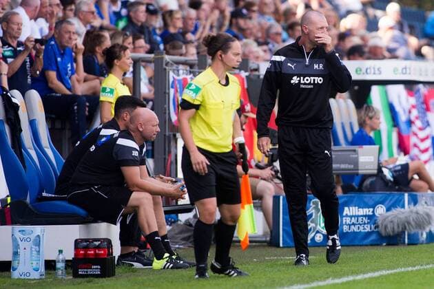 10.09.2016, xfrx, Fussball 1.Bundesliga Damen, Turbine Potsdam - 1.FFC Frankfurt v.l. Trainer Matt Ross (1.FFC Frankfurt) Potsdam