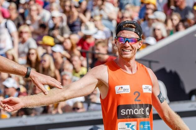 Freude 2 Thomas Kaczmarek (BR Volleys ) Deutsche Beach-Volleyball Meisterschaften 2016 Timmendorfer Strand