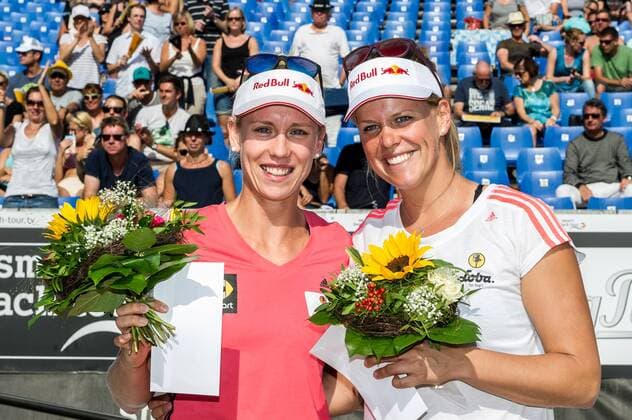Deutsche smart Beach-Volleyball Meisterschaften 2016, 11.09.2016 Karla Borger, Britta Buethe; Ehrung bei den Deutsche smart Beach-Volleyball Meisterschaften 2016 am 11.09.2016, Timmendorfer-Strand. xPWx