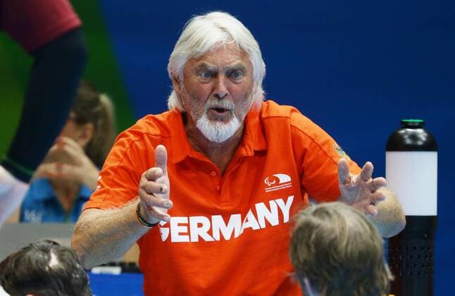 Rio de Janeiro , Paralympics , Sitzvolleyball Deutschland vs. USA , Trainer Rudi Sonnenbichler ( GER)
