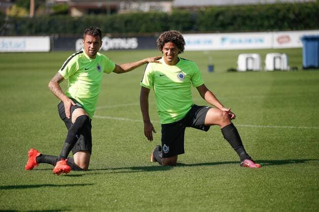 Fußball, CL, FC Brügge Training Club s Claudemir Domingues De Souza and Club s Felipe Gedoz Da Conceicao pictured during a training session of Belgian first division soccer team Club Brugge KV in Brugge, Tuesday 13 September 2016. Brugge is preparing for the first game in the UEFA Champions League competition against English club Leicester City F.C. tomorrow. BRUNOxFAHY  x04930340x