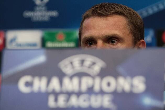 September 12, 2016 - Kiev, Ukraine - FC Dynamo Kyiv head coach Serhiy Rebrov gave pre-match press conference PK Pressekonferenz in Kyiv, on September 12, 2016. FC Dynamo Kiev play with Napoli in a Champions League, Group B soccer match on Tuesday, Sept. 13. Dynamo Kyiv head coach Serhiy Rebrov  - ZUMAn230