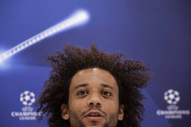 Bilder des Tages - SPORT Fußball, CL, Real Madrid Pressekonferenz Real Madrid s Brazilian defender Marcelo attends a press conference PK Pressekonferenz following a training session of the team at the Valdebebas sports city in Madrid, Spain, 13 September 2016. Real Madrid will face Sporting Lisboa in their UEFA Champions League Group F soccer match on 14 September 2016. Press conference of Real Madrid !ACHTUNG: NUR REDAKTIONELLE NUTZUNG!  GRA183 20160913-636093719394206024