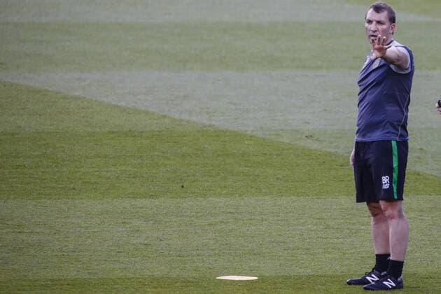 September 12, 2016 - Barcelona, Spain - Brendan Rodgers during the last training before the match between FC Barcelona Barca - Celtic FC, for the round 1 of the Champions League, played at Camp Nou Stadium on 12th Sep 2016 in Barcelona, Spain. Photo by NurPhoto) Celtic FC Training Session and press conference PK Pressekonferenz  - ZUMAn230