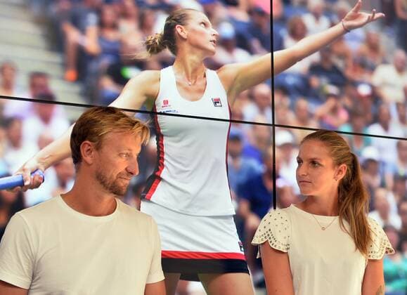 US Open finalist, Czech tennis player Karolina Pliskova (right) and her coach Jiri Vanek attend a press conference PK Pressekonferenz in Prague, Czech Republic, September 13, 2016. (CTKxPhoto KaterinaxSulova) CTKPhotoP201609130704901  suk4