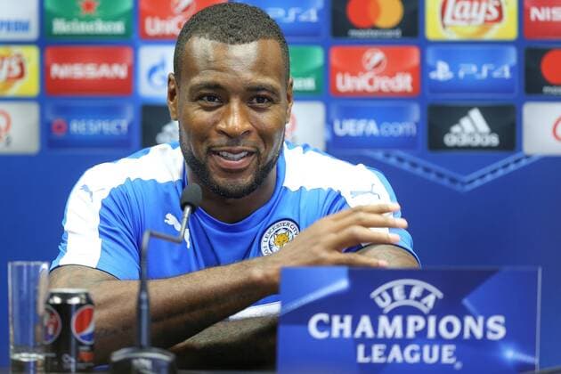 Fußball, CL, Leicester City Pressekonferenz Leicester s Wes Morgan pictured during a press conference PK Pressekonferenz of English soccer club Leicester City F.C. in Brugge, Tuesday 13 September 2016. Leicester is preparing for the first game in the UEFA Champions League competition against Belgian first division soccer team Club Brugge KV tomorrow. BRUNOxFAHY  x04930778x