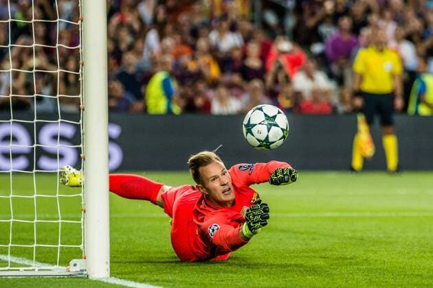 Themen der Woche - Sport Bilder des Tages - SPORT Fußball, CL, FC Barcelonas ter Stegen hält selbst verursachten Elfmeter September 13, 2016 - Barcelona, Catalonia, Spain - FC Barcelona Barca goalkeeper TER STEGEN keeps out a penalty in the Champions League match between FC Barcelona and Celtic FC at the Camp Nou stadium in Barcelona FC Barcelona v Celtic FC - Champions League - ZUMAo105