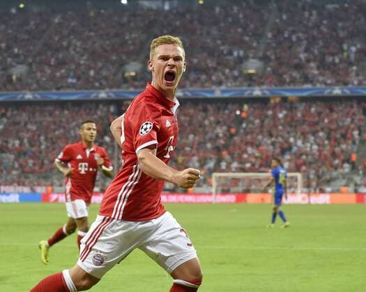 13.09.2016, Fussball Champions-League 2016 2017, Vorrunde 1.Spieltag, FC Bayern München - FK Rostow, in der Allianzarena München. Torjubel von Joshua Kimmich (FC Bayern München) 