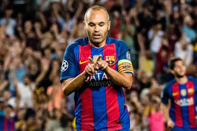 Fußball, CL, FC Barcelona - Celtic Glasgow September 13, 2016 - Barcelona, Catalonia, Spain - FC Barcelona Barca midfielder A. INIESTA celebrates a goal during the Champions League match against Celtic FC at the Camp Nou stadium in Barcelona FC Barcelona 7:0 Celtic FC - Champions League - ZUMAo105