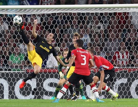 v.li.: Diego Godin (Atletico Madrid) Einzelbild , Fussball, UEFA Champions League, PSV Eindhoven - Atletico Madrid, xmrx