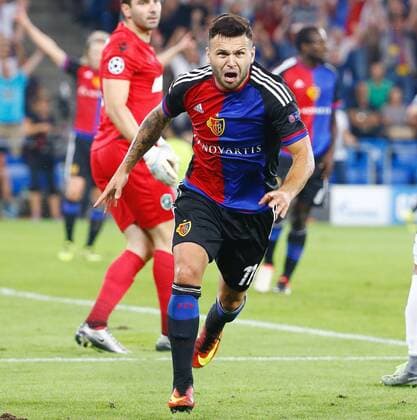 13.09.2016 St Jakob Park Basel , SCHWEIZ , Saison 2016 2017 Herren Fussball Champions League FC Basel - Ludogorets Torjubel Renato Steffen (FC Basel) 