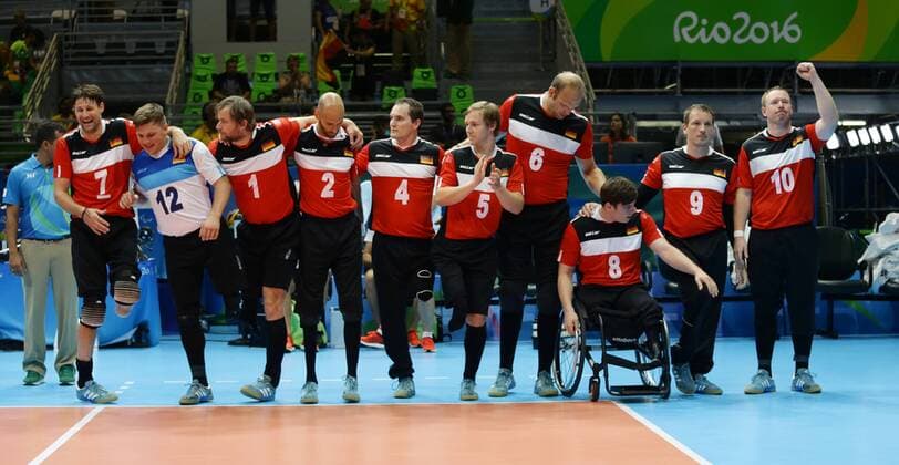 Rio de Janeiro , Paralympics , Sitzvolleyball , Deutschland vs. Brasilien , Team Deutschland
