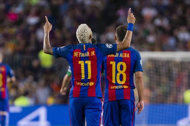 SPAIN - 13th Sep: Neymar celebrates scoring the goal during the UEFA Champions League round of 1 of group stage match between FC Barcelona Barca - Celtic FC, played at Camp Nou Stadium on 13th Sep 2016 in Barcelona, Spain.  xMikelxTriguerosx xSPAINxx-xFCxBarcelonax-xCelticxFCx-xChampionsxLeaguex-x2016 17x