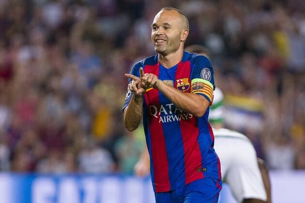 SPAIN - 13th Sep: Iniesta celebrates scoring the goal during the UEFA Champions League round of 1 of group stage match between FC Barcelona Barca - Celtic FC, played at Camp Nou Stadium on 13th Sep 2016 in Barcelona, Spain.  xMikelxTriguerosx xSPAINxx-xFCxBarcelonax-xCelticxFCx-xChampionsxLeaguex-x2016 17x