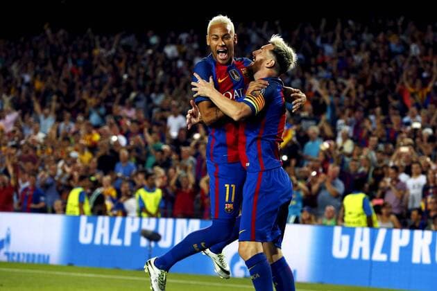 Neymar, Lionel Messi (Barcelona), SEPTEMBER 13 2016 - Football Soccer : UEFA Champions League Group C match between FC Barcelona Barca 7-0 Celtic FC at Camp Nou stadium in Barcelona, Spain. Noxthirdxpartyxsales  (oqma020195)
