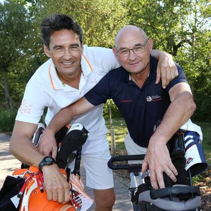 VfB Stuttgart Golf Cup 2016 Deutschland, Marhördt, 13.09.2016, Fussball, 2. Bundesliga, Saison 2016 2017, VfB Stuttgart, Golf Cup 2016: v.l. Ralf Allgöwer, Bernd Martin.