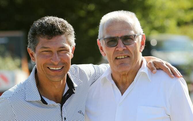 VfB Stuttgart Golf Cup 2016 Deutschland, Marhördt, 13.09.2016, Fussball, 2. Bundesliga, Saison 2016 2017, VfB Stuttgart, Golf Cup 2016: v.l. Krassimir Balakov, Georg Volkert.