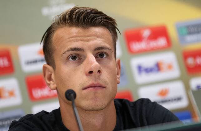 SOCCER - EL, Rapid vs Genk, preview VIENNA,AUSTRIA,14.SEP.16 - SOCCER - UEFA Europa League, SK Rapid Wien vs KRC Genk, preview, press conference PK Pressekonferenz Rapid. Image shows Stefan Schwab (Rapid). Keywords: Wien Energie. GEPAxpictures xPhilippxBrem