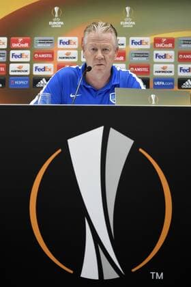 Genk s head coach Peter Maes pictured during a press conference PK Pressekonferenz of Belgian first league soccer team KRC Genk in Vienna, Austria, Wednesday 14 September 2016. Tomorrow Genk is playing the first game of the group stage of the Europa League competition against Austrian club Rapid Wien, in the group F. YORICKxJANSENS  x04931443x