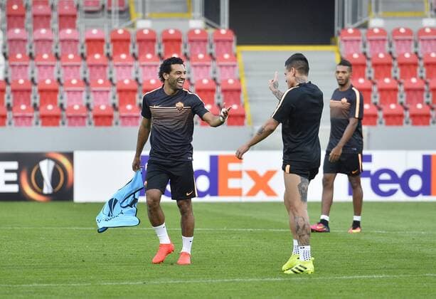 Players of AS Roma attend a training session prior to the European league match, FC Viktoria Plzen vs AS Roma, in Pilsen, Czech Republic, September 14, 2016. (CTKxPhoto MiroslavxChaloupka) CTKPhotoP201609140900701  _CHA0437