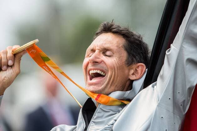 14.09.2016, Pontal, Rio de Janeiro, BRA, Rio 2016, Paralympische Sommerspiele, Handbike, Zeiitfahren, Herren, im Bild Winner Michael Teuber of Germany celebrates during the Men s Time Trial H5 of Cycling Road of the 2016 Rio Summer Paralympics at the Pontal in Rio de Janeiro, Brazil on 2016 09 14. Rio de Janeiro EP_stida