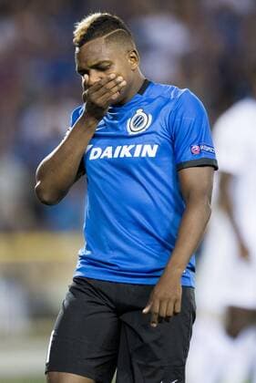 Club s Jose Izquierdo reacts during a game of the first day of the group stage of the UEFA Champions League competition between Belgian first division soccer team Club Brugge KV and English club Leicester City F.C. in the group G in Brugge, Wednesday 14 September 2016. JASPERxJACOBS  x04931690x