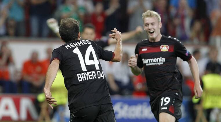 Bilder des Tages - SPORT Admir Mehmedi (Bayer 04 Leverkusen) (L) celebrates scoring the 1:0 goal with Julian Brandt (Bayer 04 Leverkusen) during the championsleague match between Bayer 04 Leverkusen and ZSKA Moskau, Bayarena in Leverkusen on September 14., 2016. Bayer 04 Leverkusen vs. ZSKA Moskau in der Champions League der Saison 2016 2017 am 14. September 2016.