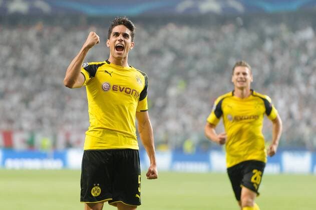 Fußball, CL, Legia Warschau - Borussia Dortmund FUSSBALL CHAMPIONS LEAGUE 2016 2017 LEGIA WARSCHAU - BVB BORUSSIA DORTMUND Tor Jubel 0-3 Marc Bartra  20160914_PF_PA018